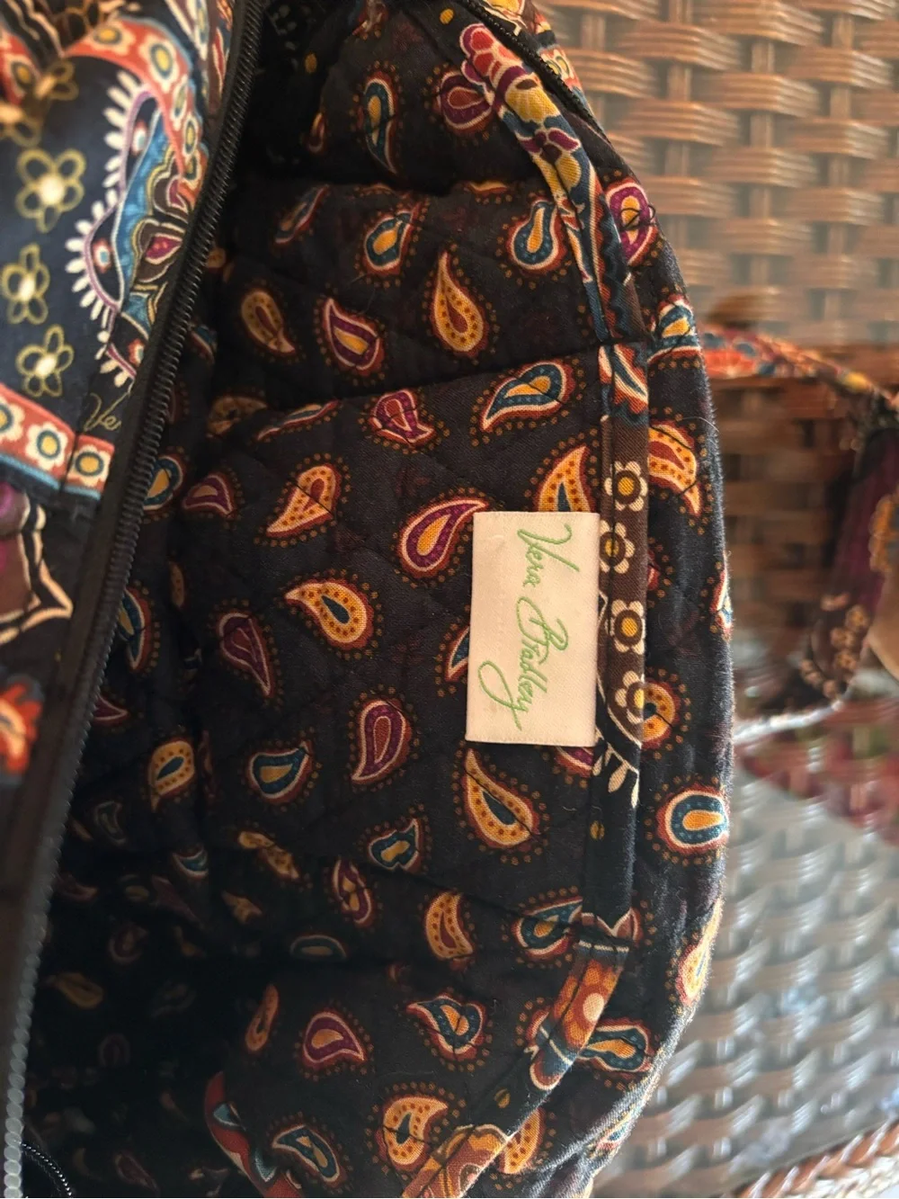 Vera Bradley Black Multicolor Paisley Quilted Small Crossbody